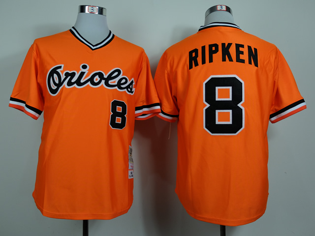 Men Baltimore Orioles 8 Cal Ripken Orange Throwback 1982 MLB Jerseys